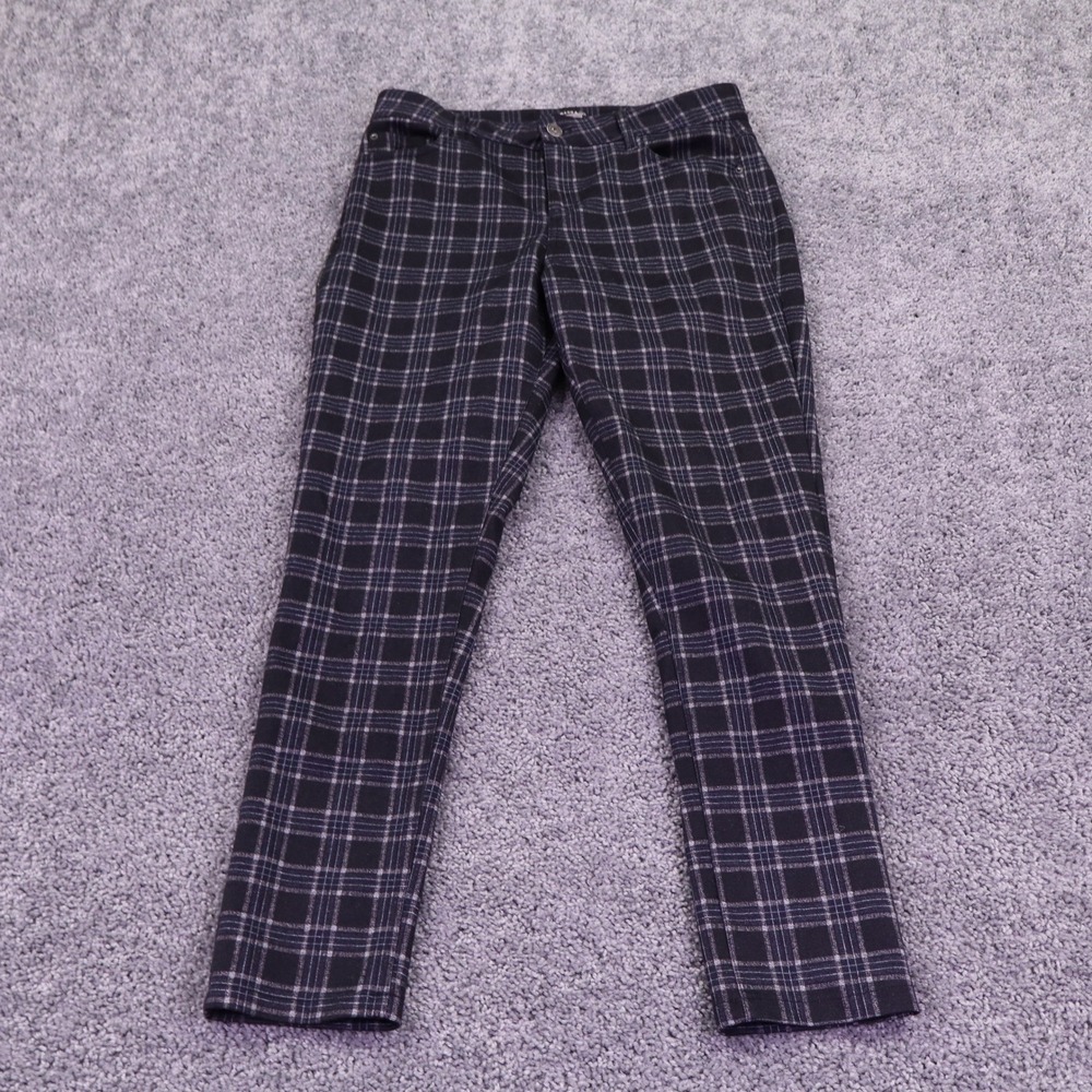 GH Bass Pants Womens 10 Black Plaid Comfort Skinny Stretch Casual Trousers